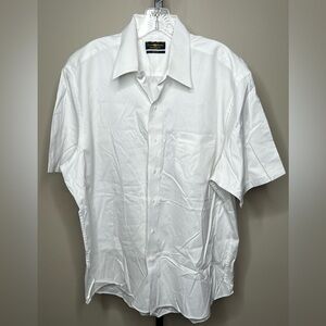 Men’s Short Sleeve Button Up Dress Shirt Classic Oxford Linen Top Big & Tall Dad